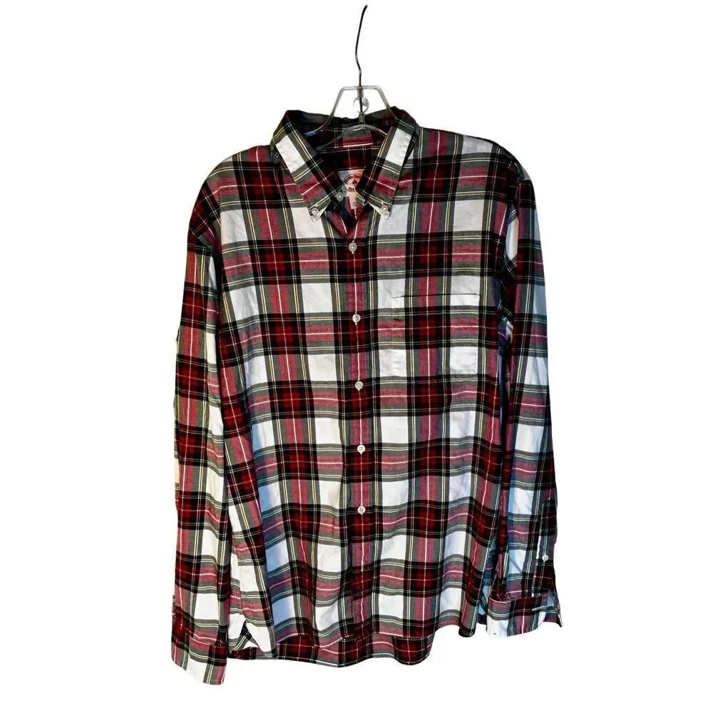 Brooks Brothers Red Fleece Plaid Button-Up Shirt Mens Size Large